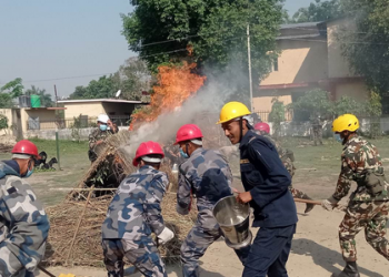 जनचेतना जगाउन नेपालगञ्जमा आगलागी नियन्त्रणको कृत्रिम अभ्यास