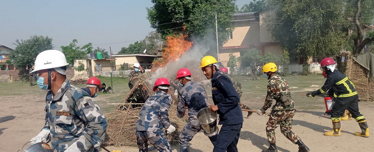 जनचेतना जगाउन नेपालगञ्जमा आगलागी नियन्त्रणको कृत्रिम अभ्यास